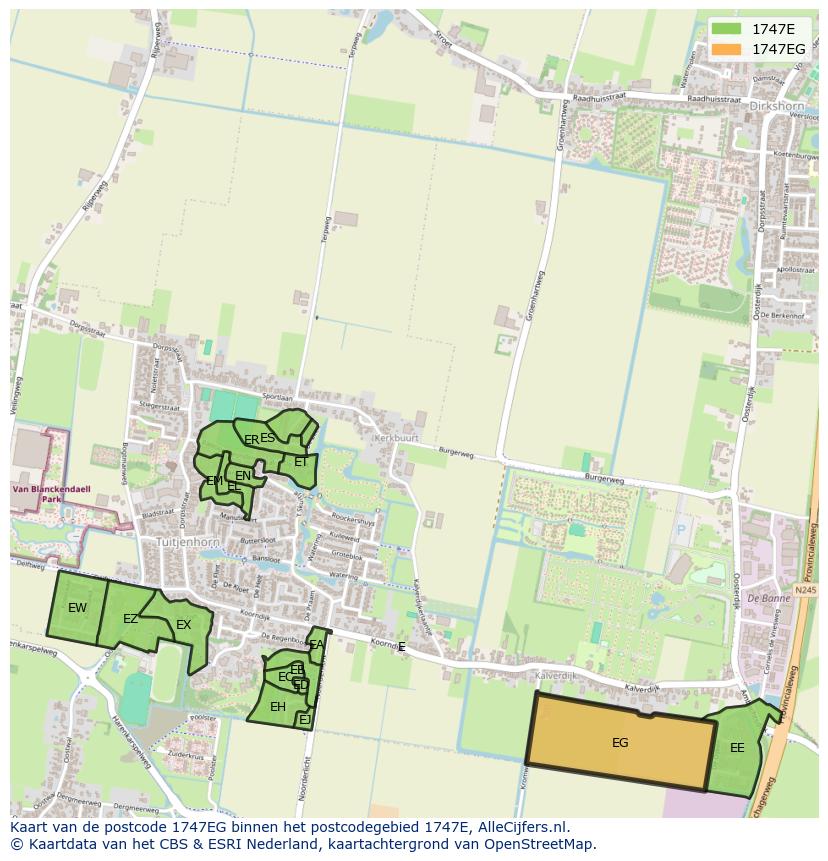 Afbeelding van het postcodegebied 1747 EG op de kaart.