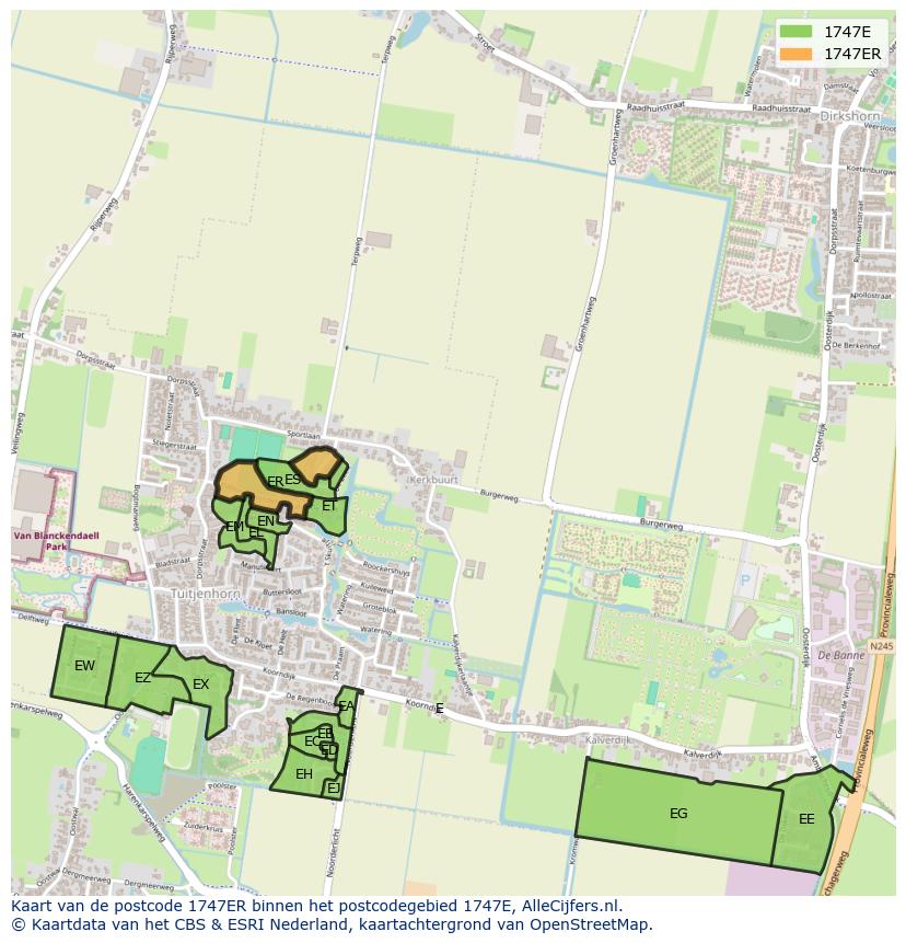 Afbeelding van het postcodegebied 1747 ER op de kaart.