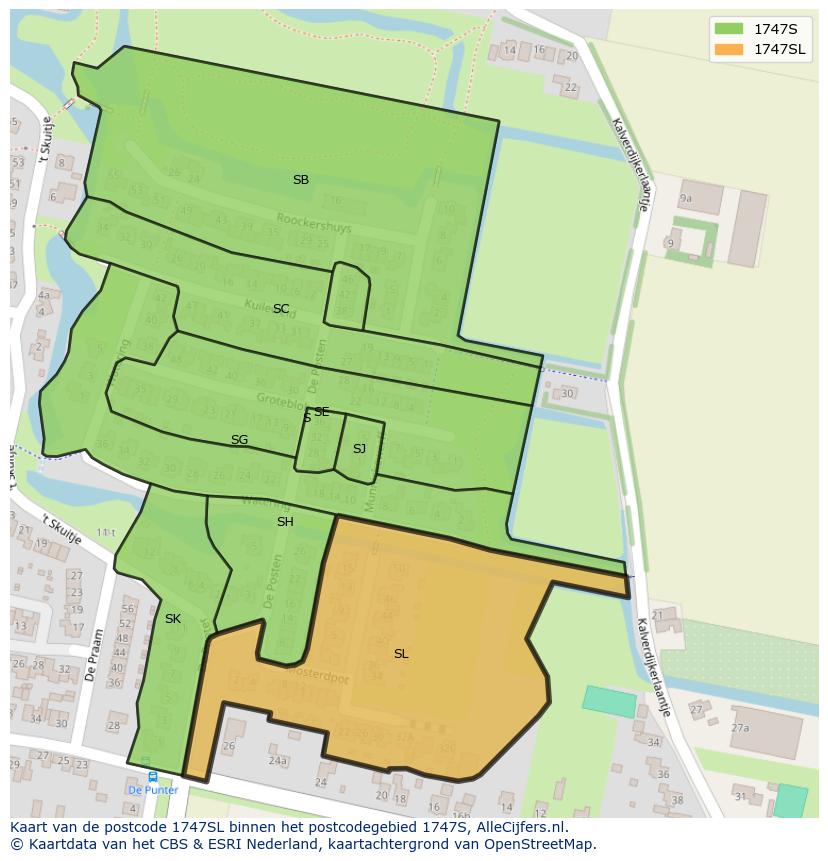 Afbeelding van het postcodegebied 1747 SL op de kaart.