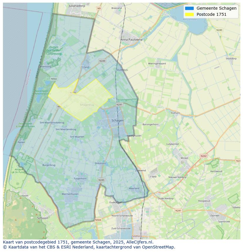 Afbeelding van het postcodegebied 1751 op de kaart.