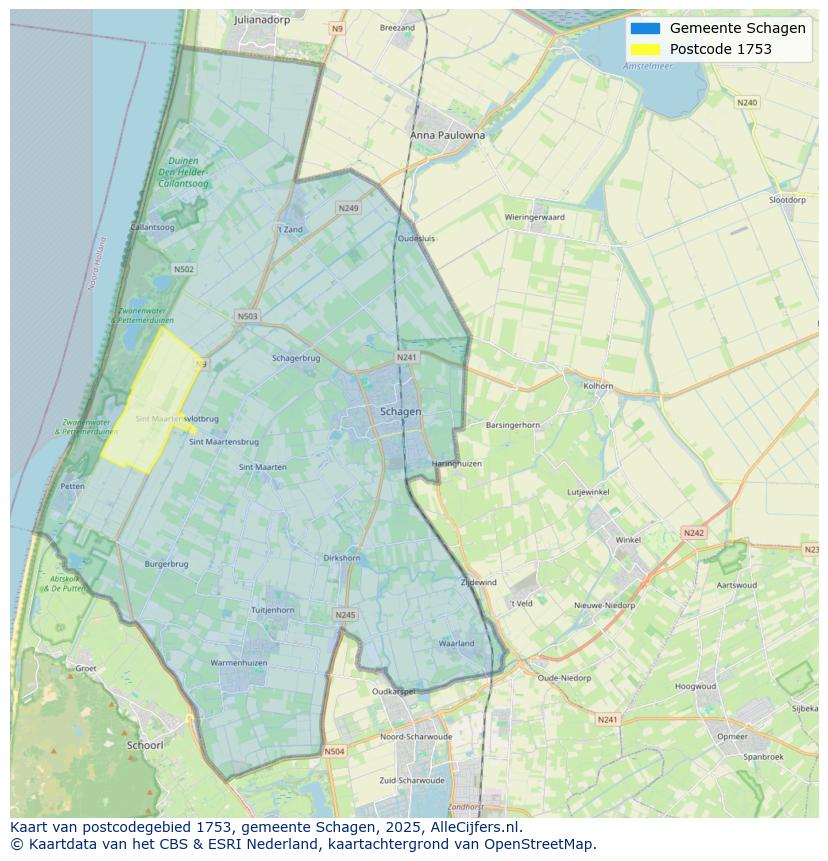 Afbeelding van het postcodegebied 1753 op de kaart.