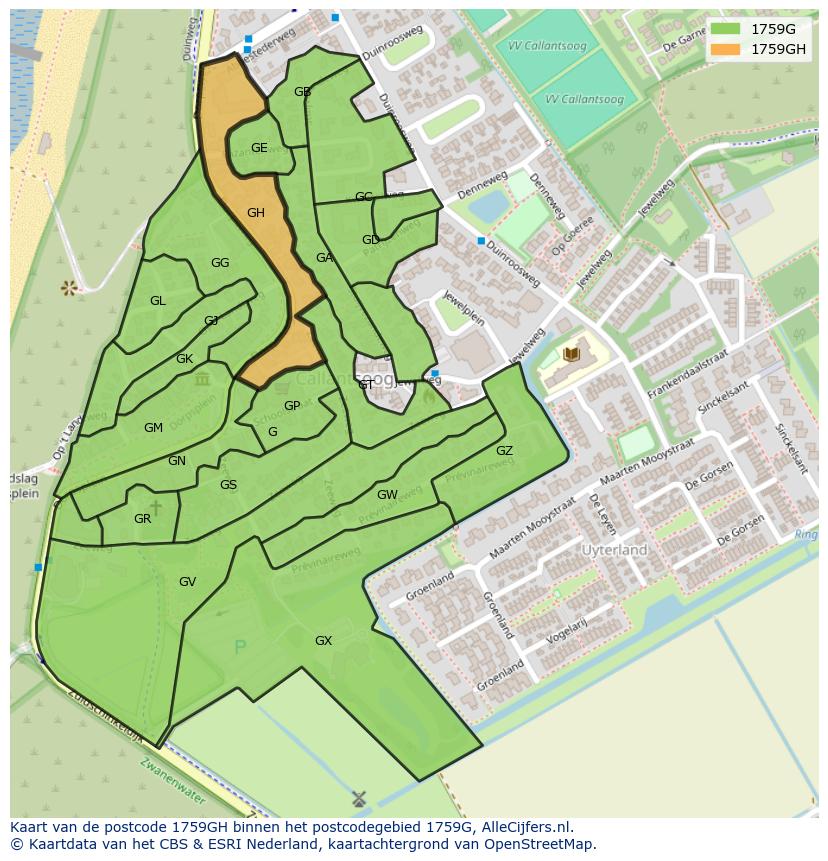 Afbeelding van het postcodegebied 1759 GH op de kaart.