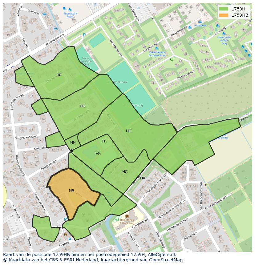 Afbeelding van het postcodegebied 1759 HB op de kaart.
