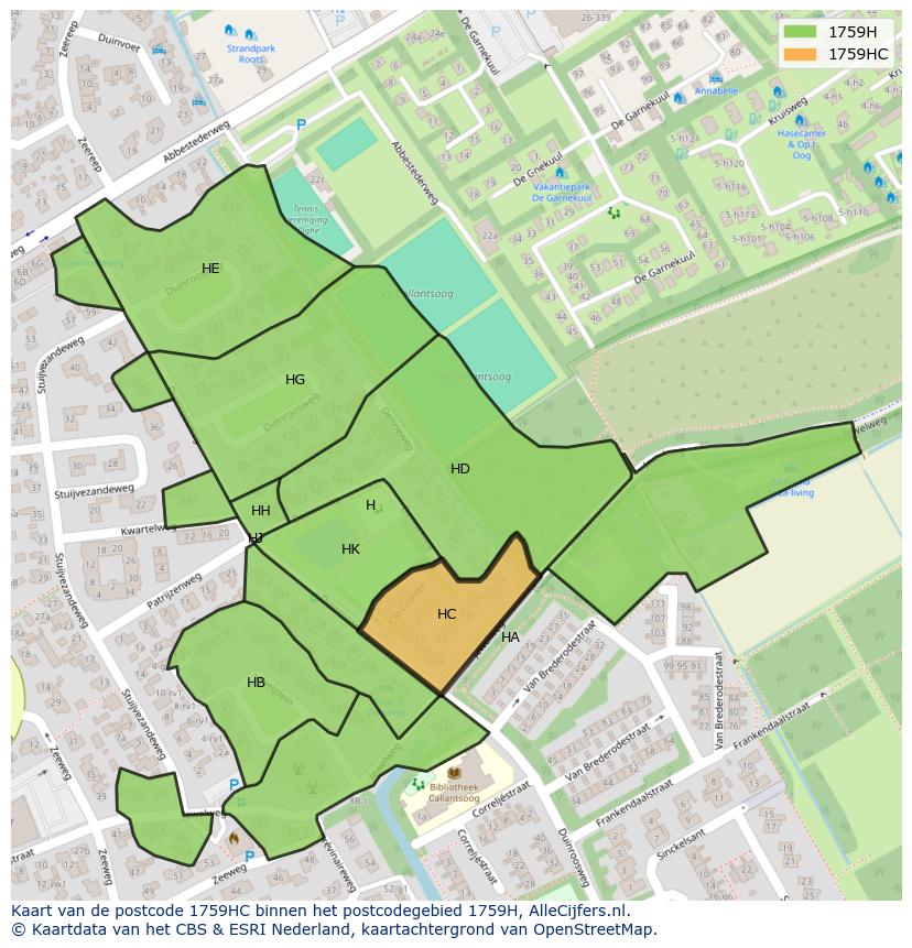 Afbeelding van het postcodegebied 1759 HC op de kaart.