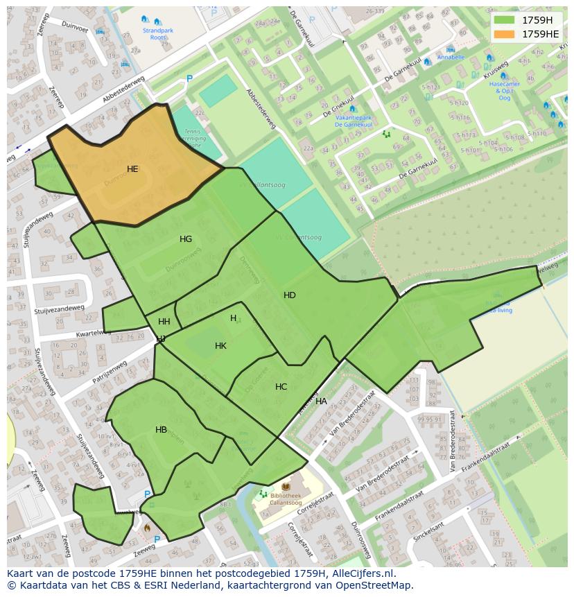 Afbeelding van het postcodegebied 1759 HE op de kaart.