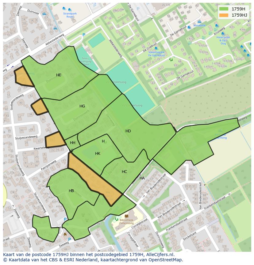 Afbeelding van het postcodegebied 1759 HJ op de kaart.
