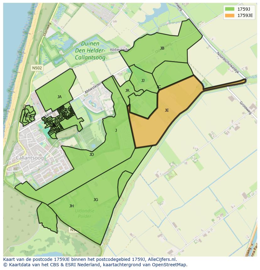 Afbeelding van het postcodegebied 1759 JE op de kaart.