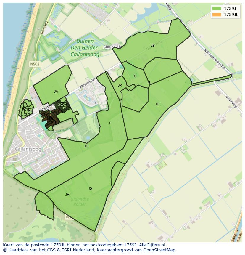 Afbeelding van het postcodegebied 1759 JL op de kaart.