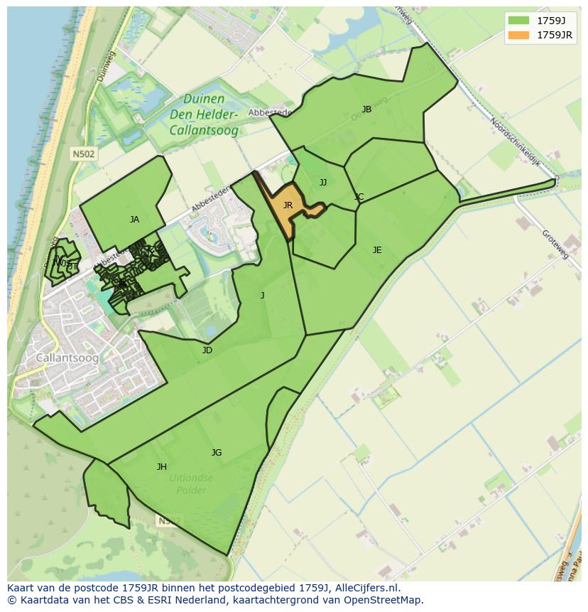 Afbeelding van het postcodegebied 1759 JR op de kaart.