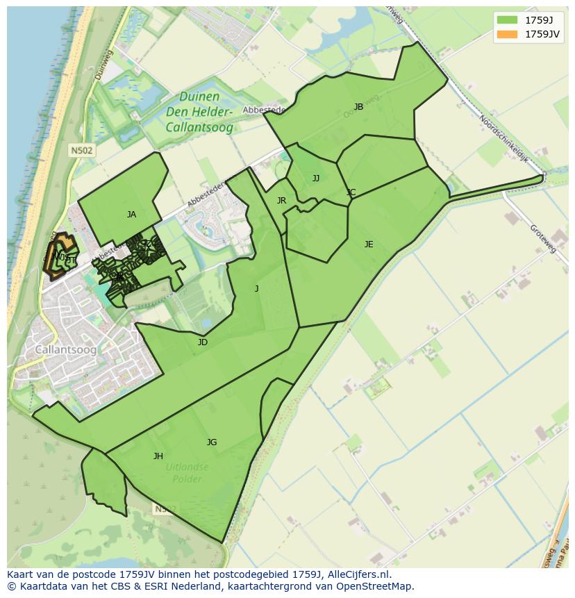 Afbeelding van het postcodegebied 1759 JV op de kaart.
