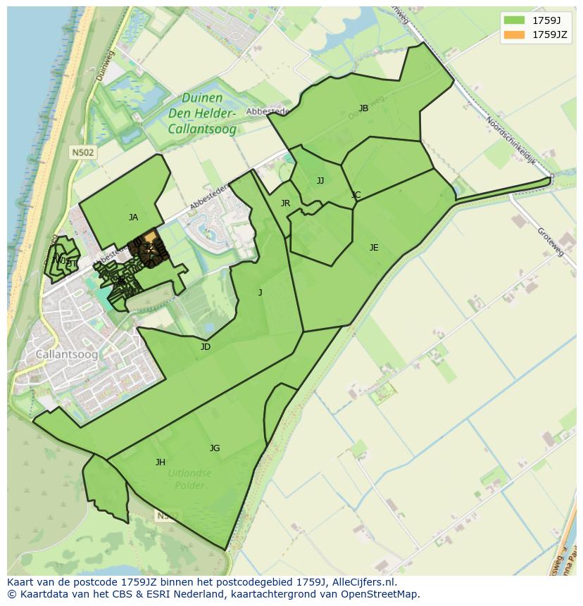 Afbeelding van het postcodegebied 1759 JZ op de kaart.