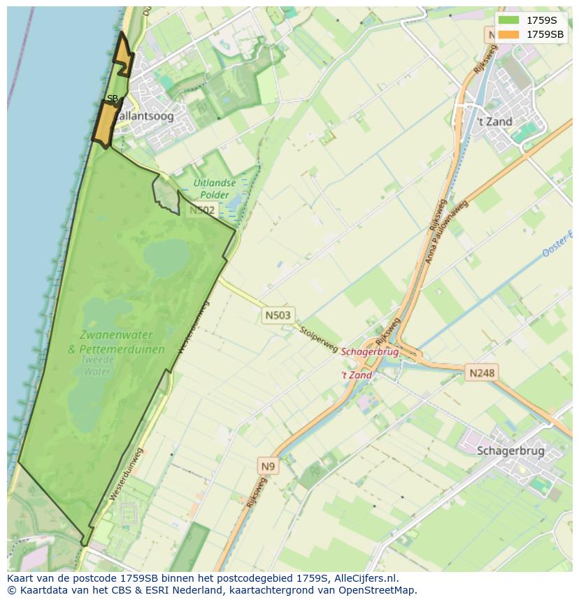 Afbeelding van het postcodegebied 1759 SB op de kaart.