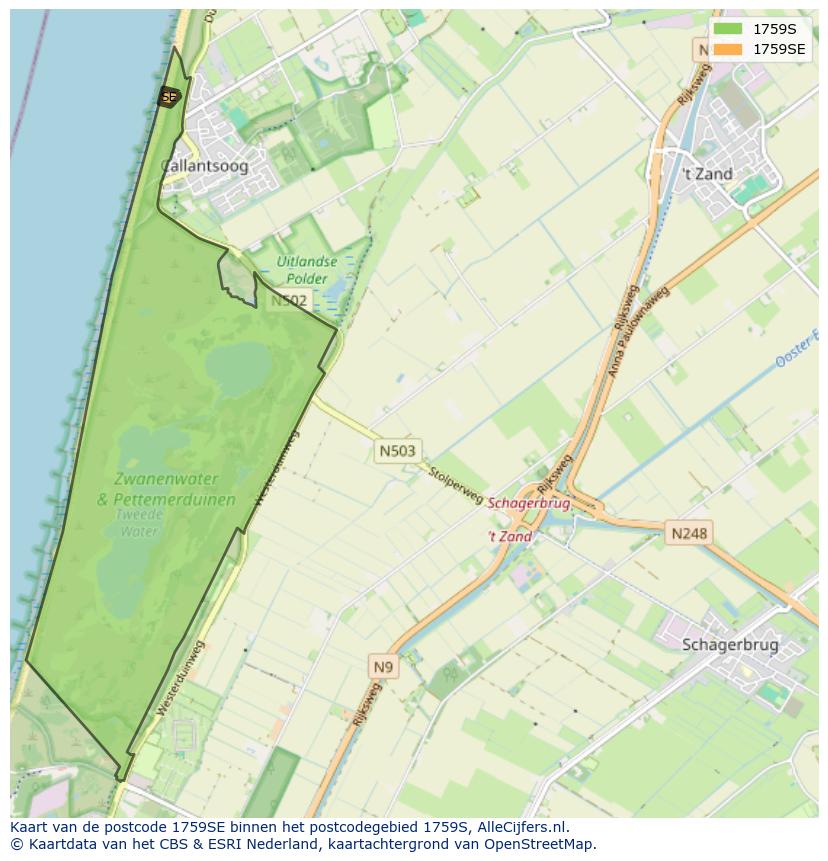 Afbeelding van het postcodegebied 1759 SE op de kaart.