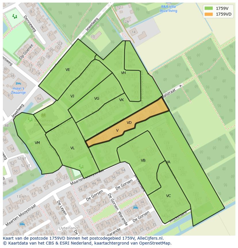 Afbeelding van het postcodegebied 1759 VD op de kaart.