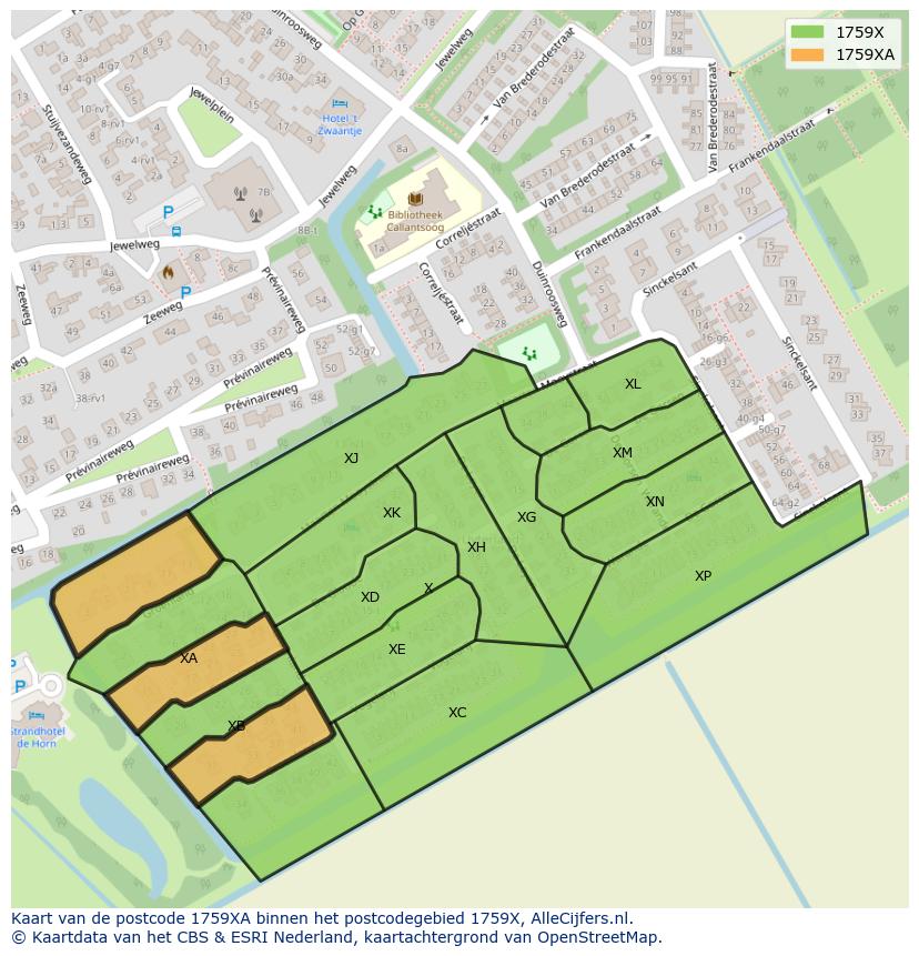 Afbeelding van het postcodegebied 1759 XA op de kaart.