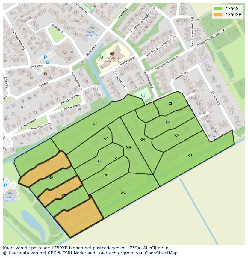 Afbeelding van het postcodegebied 1759 XB op de kaart.
