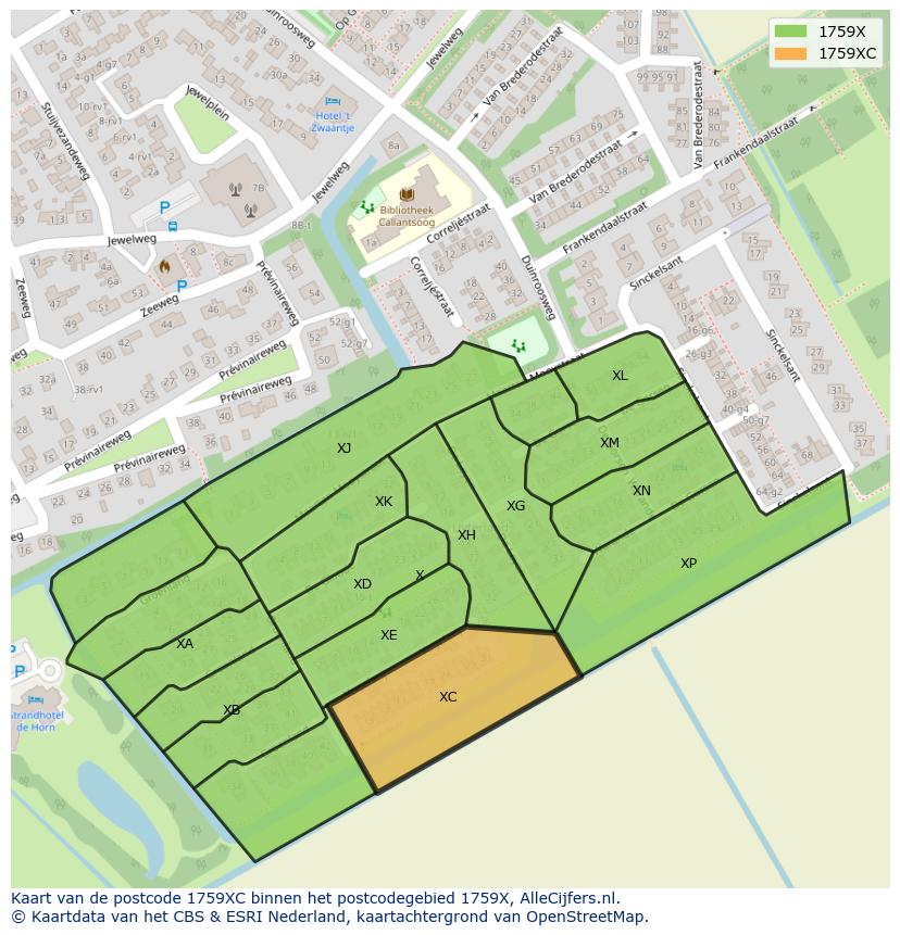 Afbeelding van het postcodegebied 1759 XC op de kaart.