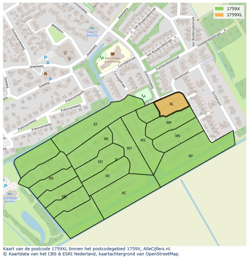 Afbeelding van het postcodegebied 1759 XL op de kaart.