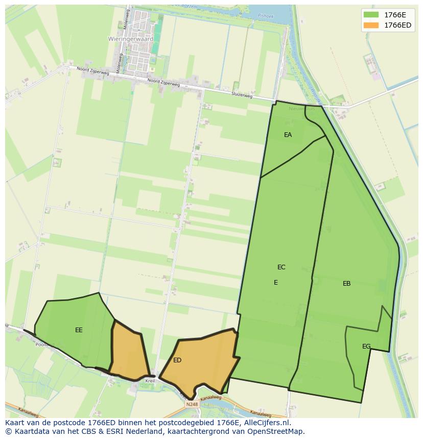 Afbeelding van het postcodegebied 1766 ED op de kaart.