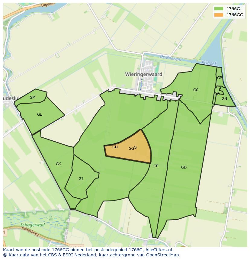 Afbeelding van het postcodegebied 1766 GG op de kaart.