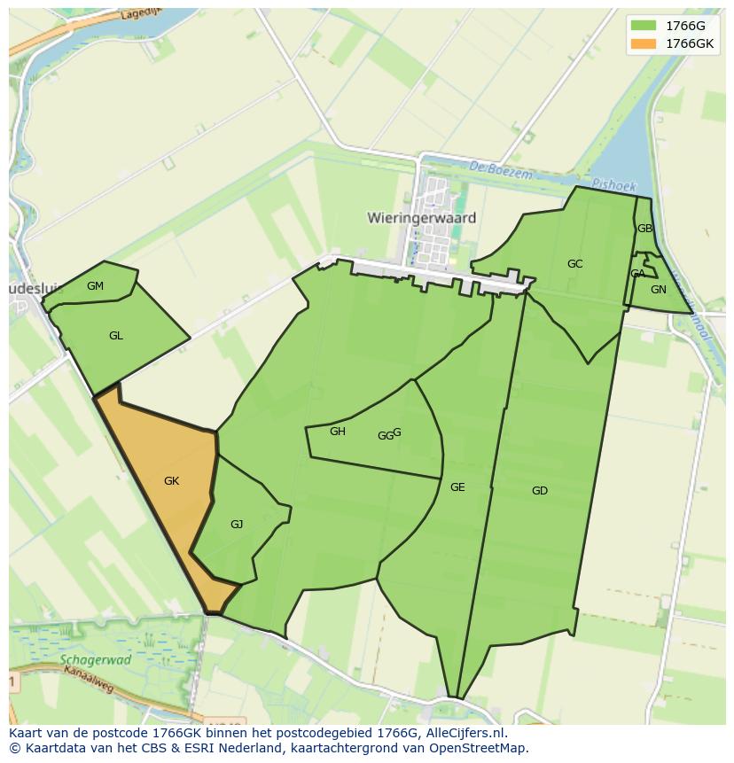 Afbeelding van het postcodegebied 1766 GK op de kaart.