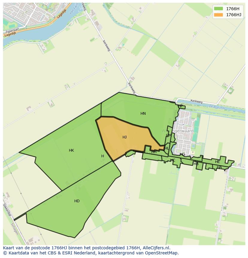 Afbeelding van het postcodegebied 1766 HJ op de kaart.