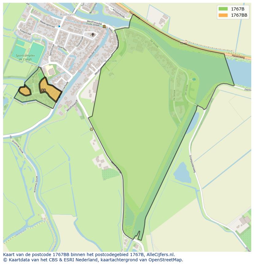 Afbeelding van het postcodegebied 1767 BB op de kaart.