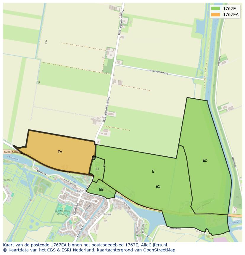 Afbeelding van het postcodegebied 1767 EA op de kaart.