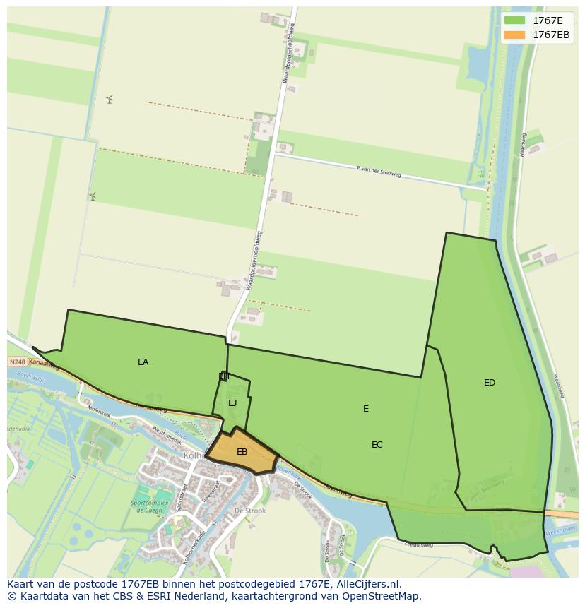Afbeelding van het postcodegebied 1767 EB op de kaart.