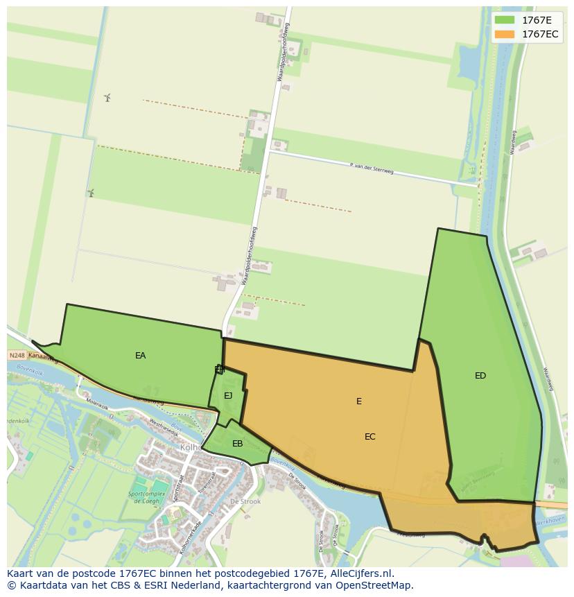 Afbeelding van het postcodegebied 1767 EC op de kaart.