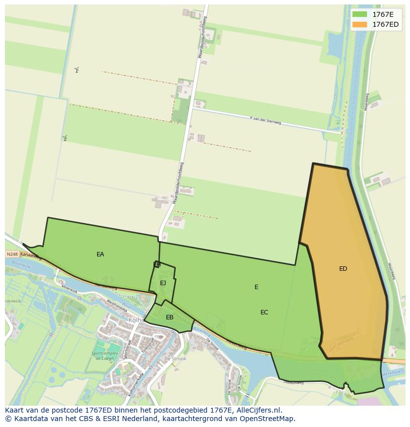 Afbeelding van het postcodegebied 1767 ED op de kaart.