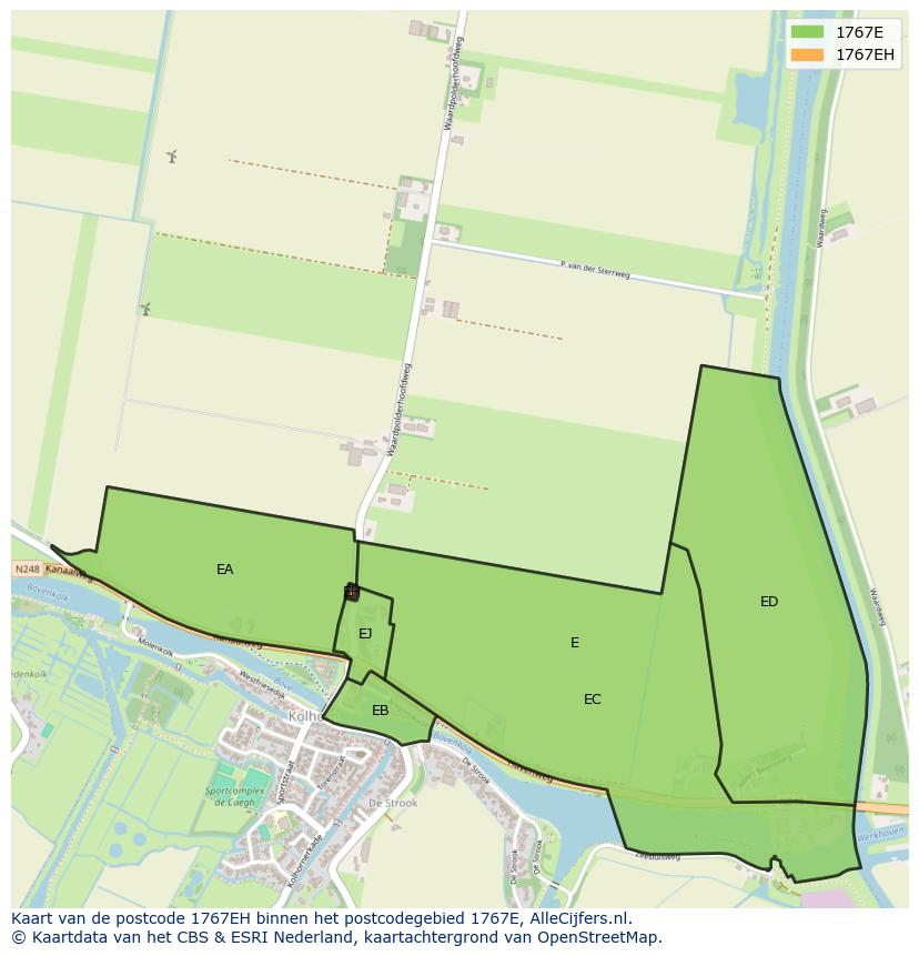 Afbeelding van het postcodegebied 1767 EH op de kaart.
