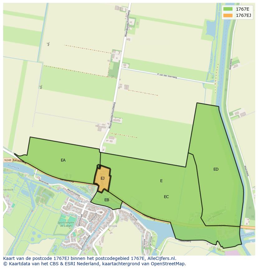Afbeelding van het postcodegebied 1767 EJ op de kaart.
