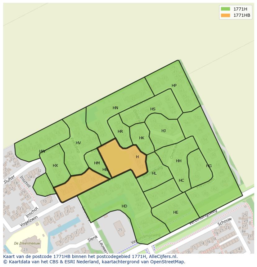 Afbeelding van het postcodegebied 1771 HB op de kaart.