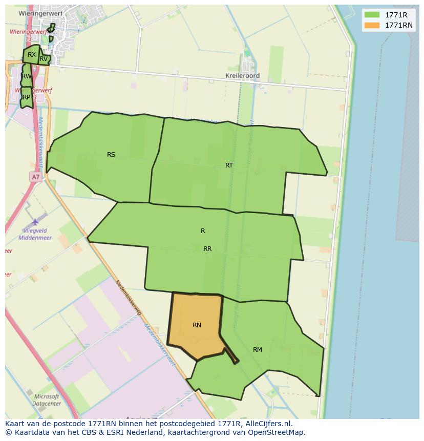 Afbeelding van het postcodegebied 1771 RN op de kaart.