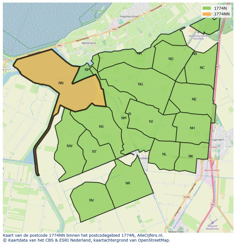 Afbeelding van het postcodegebied 1774 NN op de kaart.