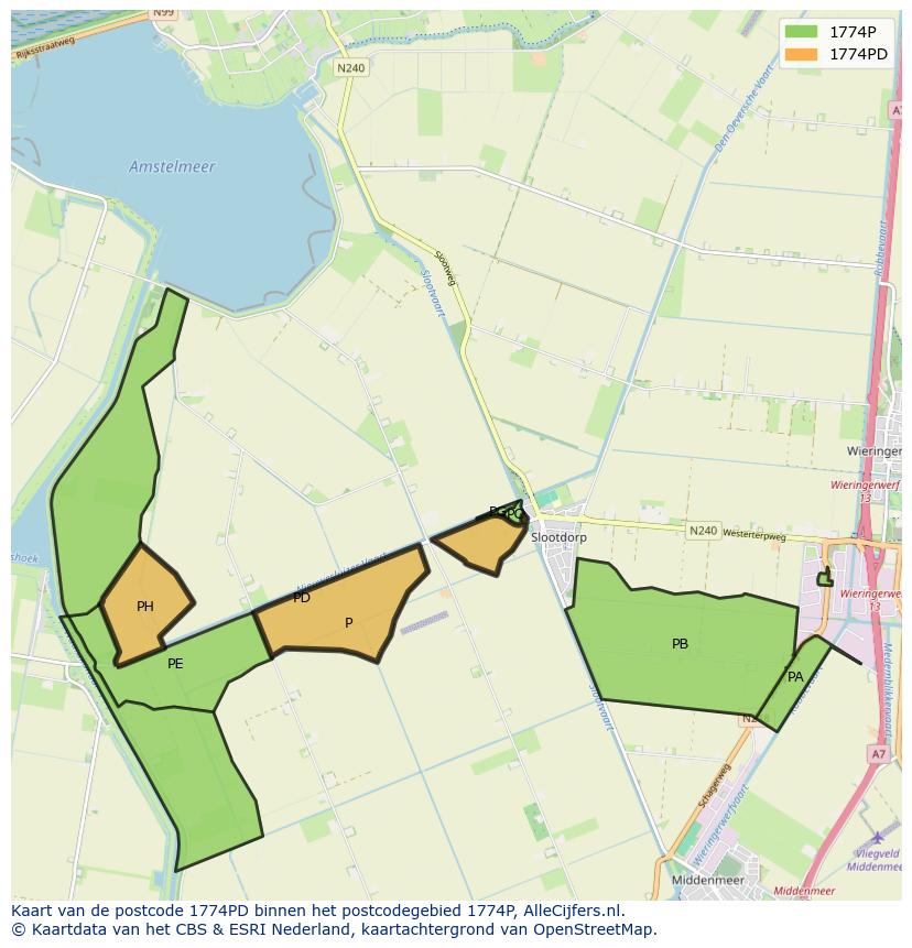 Afbeelding van het postcodegebied 1774 PD op de kaart.