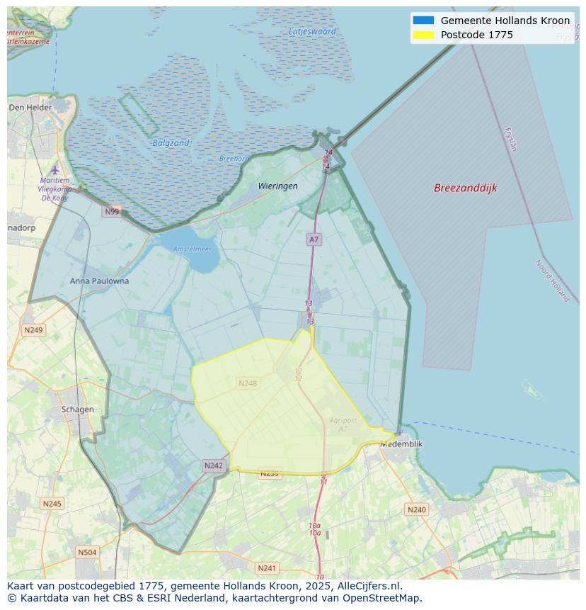 Afbeelding van het postcodegebied 1775 op de kaart.