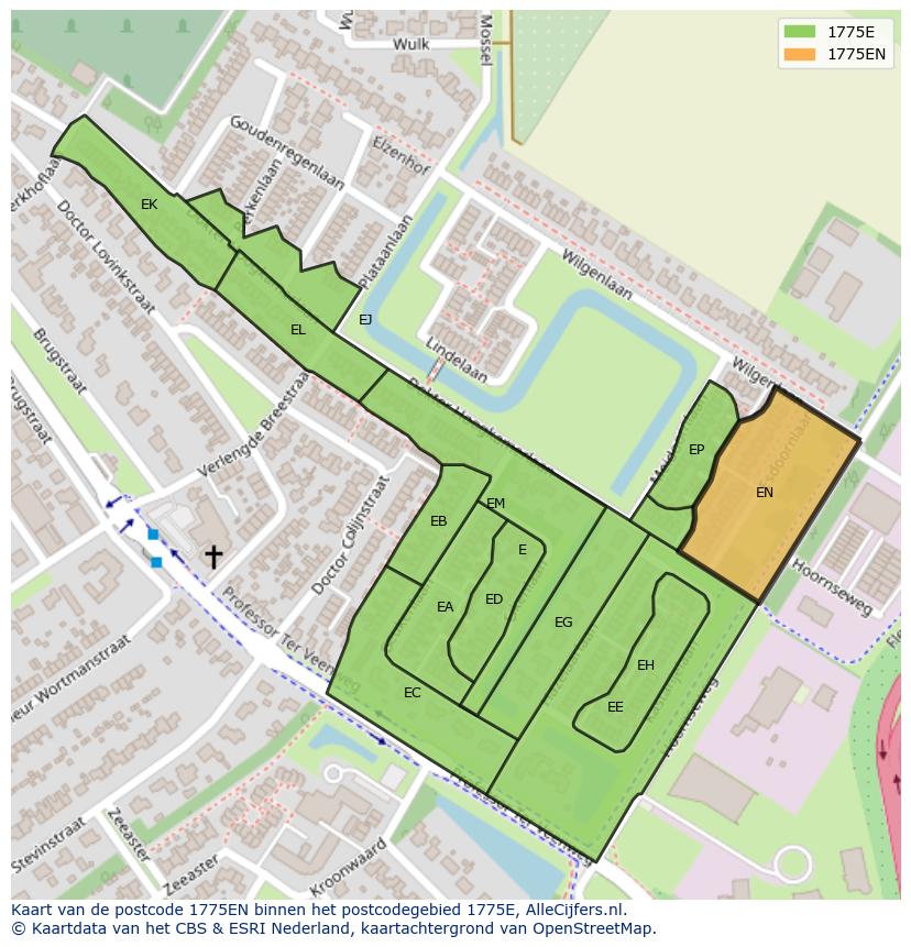Afbeelding van het postcodegebied 1775 EN op de kaart.