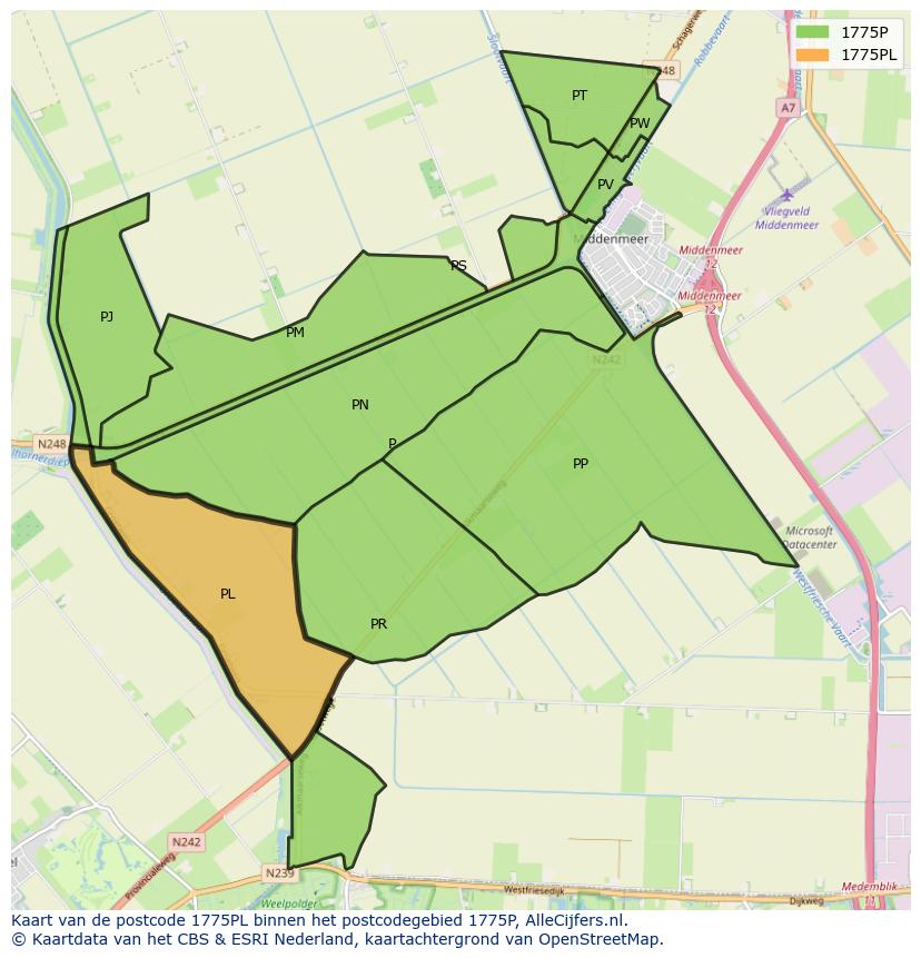 Afbeelding van het postcodegebied 1775 PL op de kaart.
