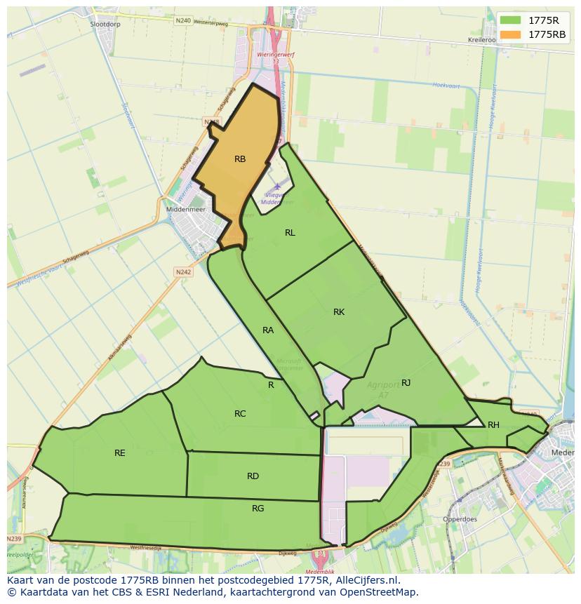 Afbeelding van het postcodegebied 1775 RB op de kaart.