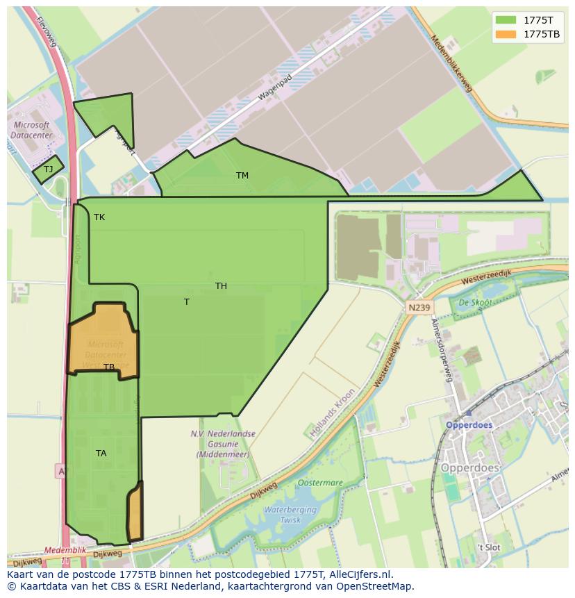 Afbeelding van het postcodegebied 1775 TB op de kaart.