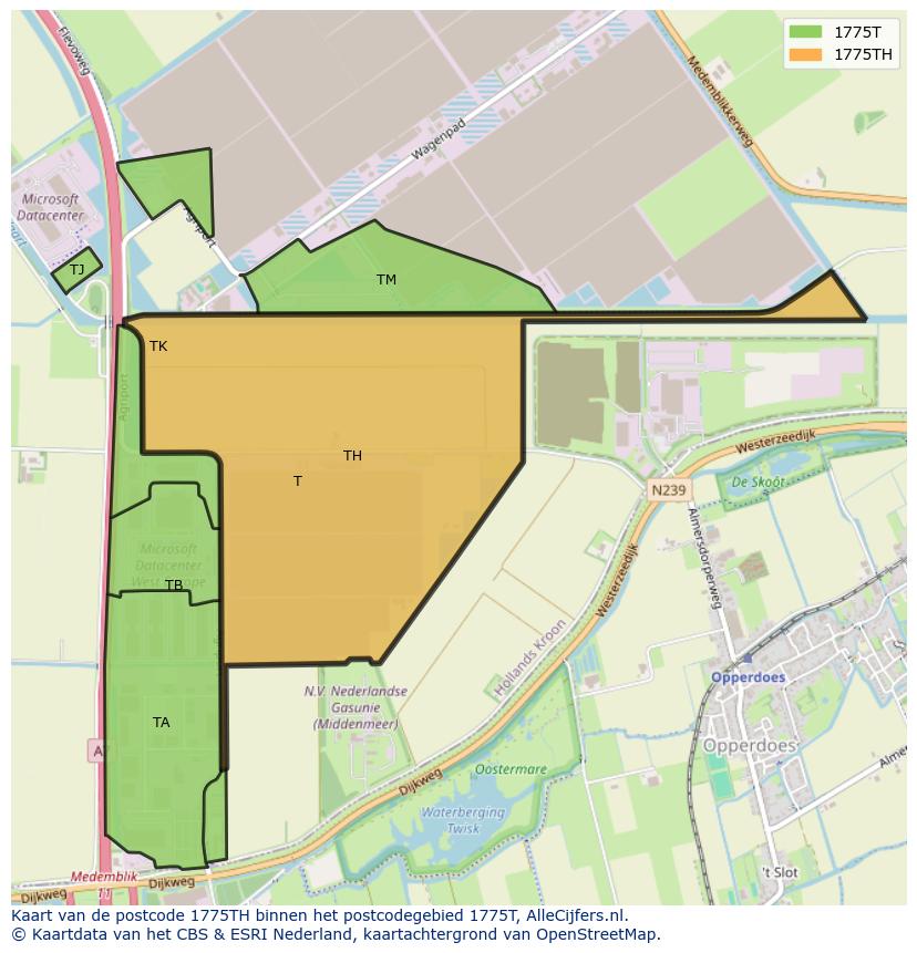 Afbeelding van het postcodegebied 1775 TH op de kaart.