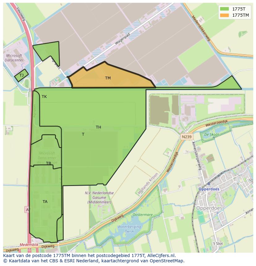 Afbeelding van het postcodegebied 1775 TM op de kaart.