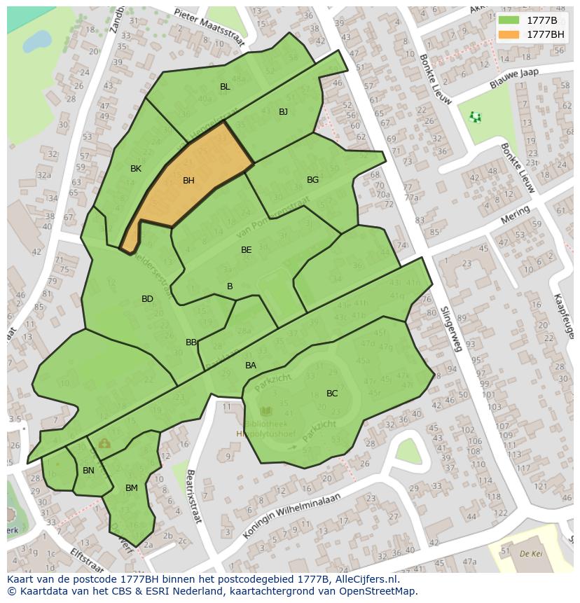 Afbeelding van het postcodegebied 1777 BH op de kaart.