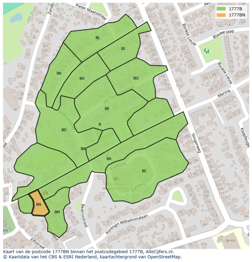 Afbeelding van het postcodegebied 1777 BN op de kaart.