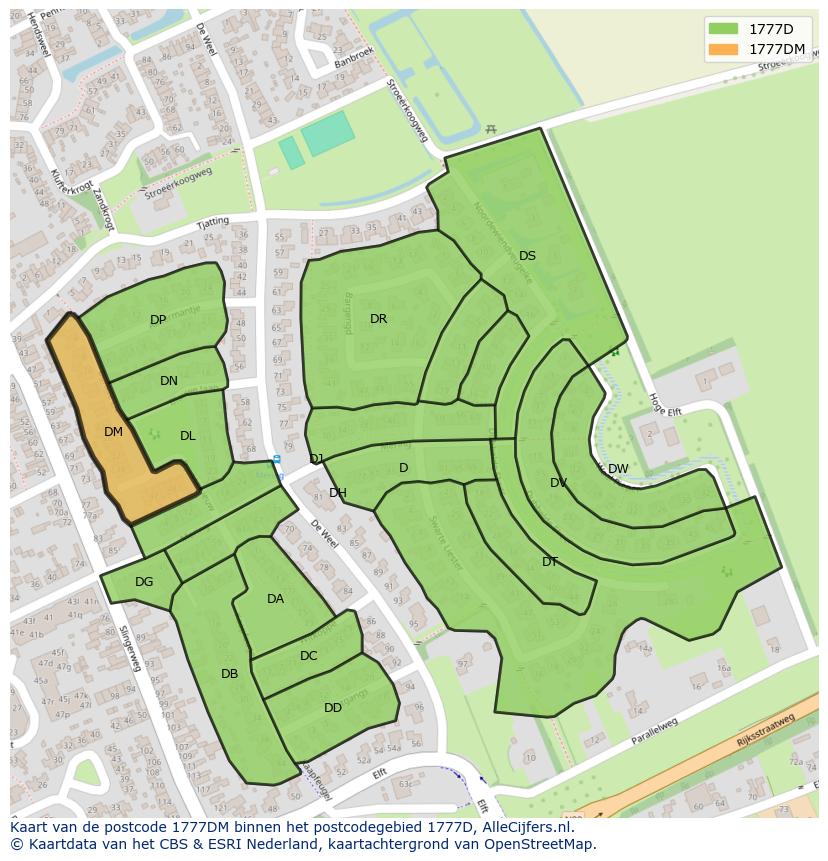 Afbeelding van het postcodegebied 1777 DM op de kaart.
