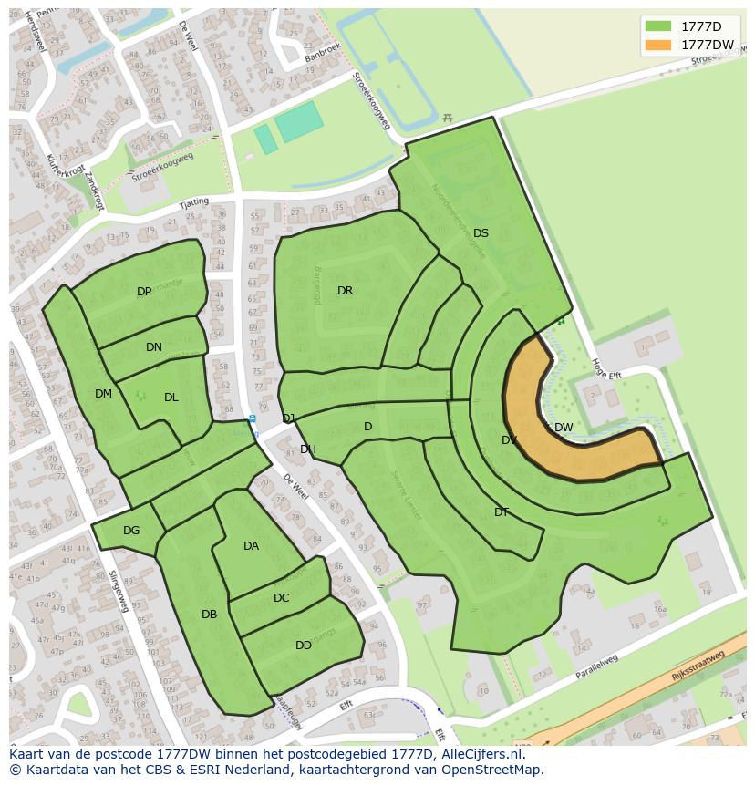 Afbeelding van het postcodegebied 1777 DW op de kaart.