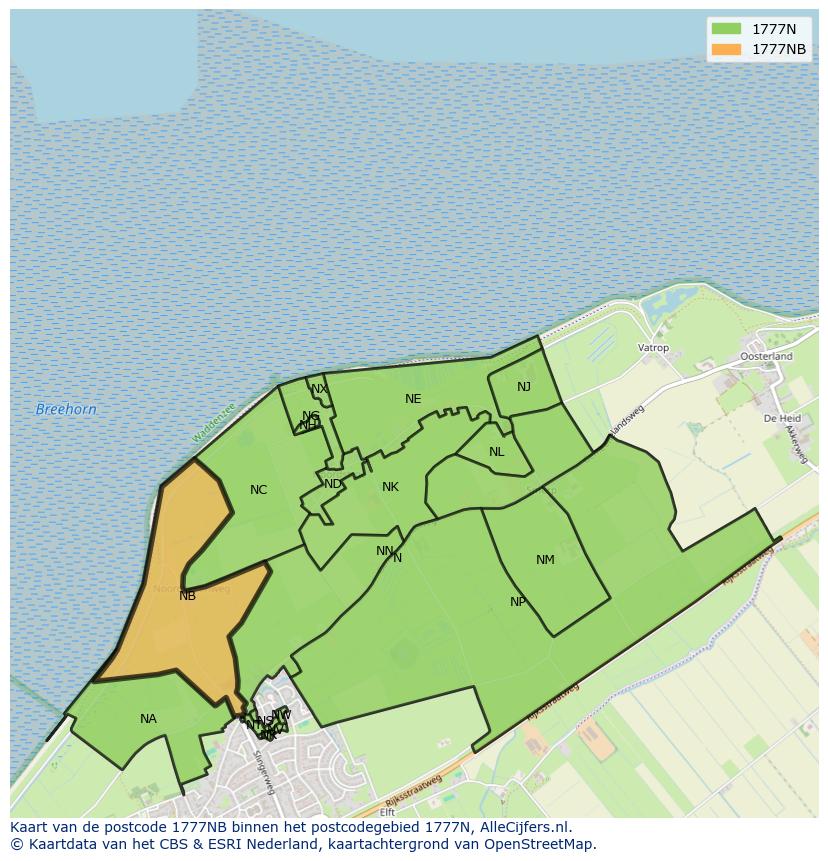 Afbeelding van het postcodegebied 1777 NB op de kaart.