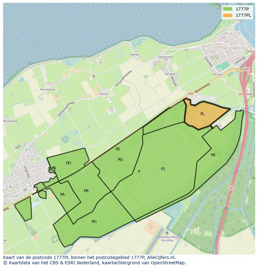Afbeelding van het postcodegebied 1777 PL op de kaart.